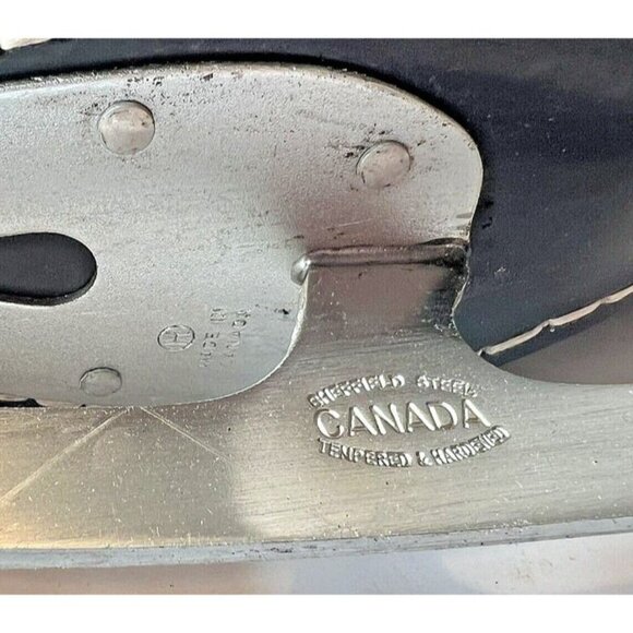 Scabbard Size 7 Black Leather Lace Up Figure Ice Skates Sheffield Steel w Guards - Picture 8 of 9